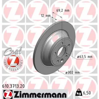 Jeu de 2 disques de frein arrière ZIMMERMANN 610.3713.20