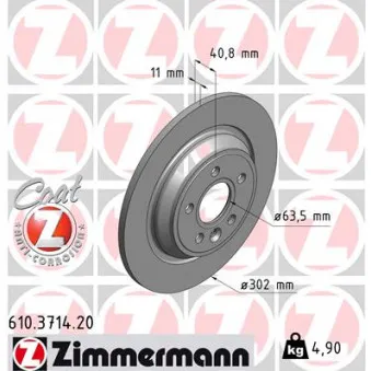 Jeu de 2 disques de frein arrière ZIMMERMANN 610.3714.20