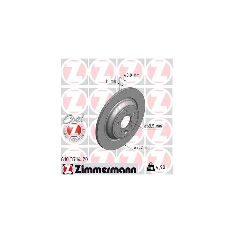 Jeu de 2 disques de frein arrière ZIMMERMANN 610.3714.20