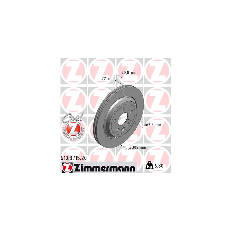 Jeu de 2 disques de frein arrière ZIMMERMANN 610.3715.20