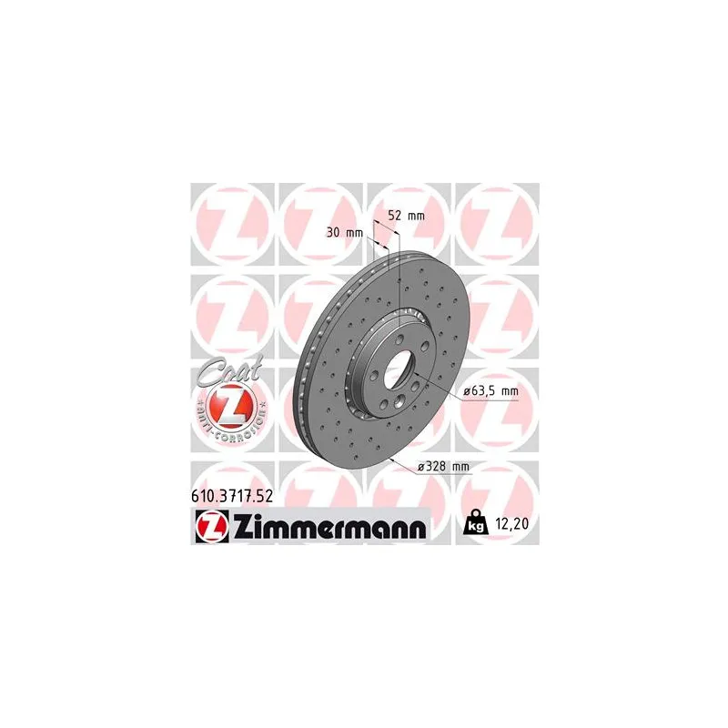 Jeu de 2 disques de frein avant ZIMMERMANN 610.3717.52