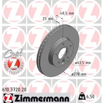 Jeu de 2 disques de frein avant ZIMMERMANN 610.3720.20