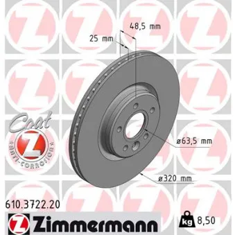 Jeu de 2 disques de frein avant ZIMMERMANN 610.3722.20