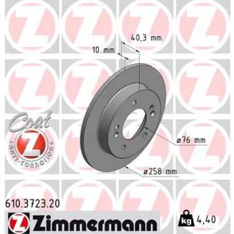 Jeu de 2 disques de frein arrière ZIMMERMANN 610.3723.20