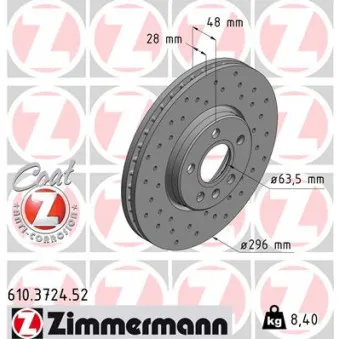 Jeu de 2 disques de frein avant ZIMMERMANN 610.3724.52