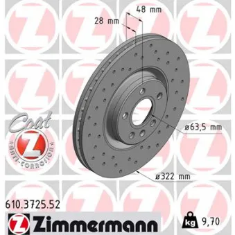 Jeu de 2 disques de frein avant ZIMMERMANN 610.3725.52