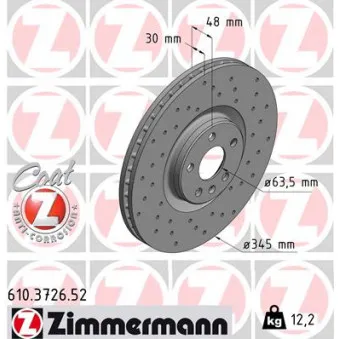 Jeu de 2 disques de frein avant ZIMMERMANN 610.3726.52