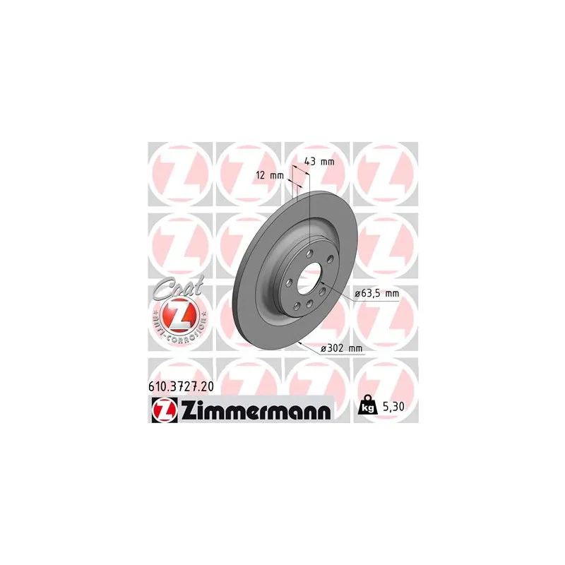Jeu de 2 disques de frein arrière ZIMMERMANN 610.3727.20