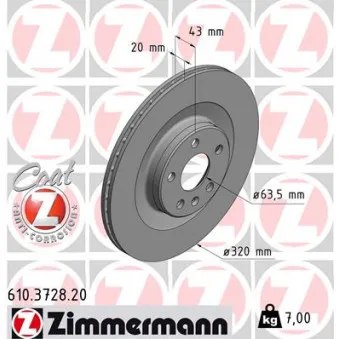 Jeu de 2 disques de frein arrière ZIMMERMANN 610.3728.20