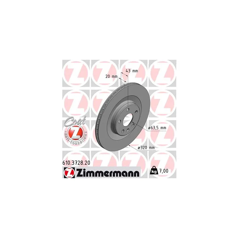 Jeu de 2 disques de frein arrière ZIMMERMANN 610.3728.20