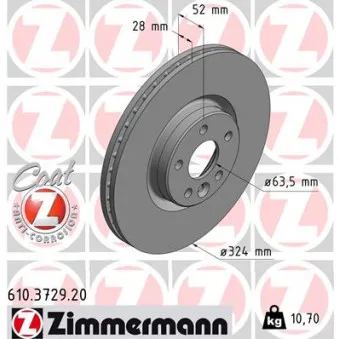 Jeu de 2 disques de frein avant ZIMMERMANN 610.3729.20