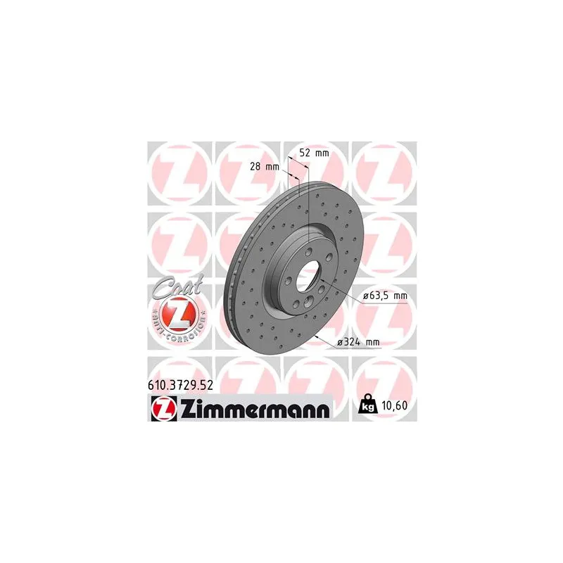 Jeu de 2 disques de frein avant ZIMMERMANN 610.3729.52