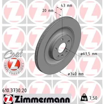 Jeu de 2 disques de frein arrière ZIMMERMANN 610.3730.20