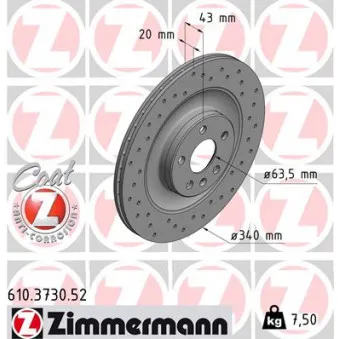 Jeu de 2 disques de frein arrière ZIMMERMANN 610.3730.52