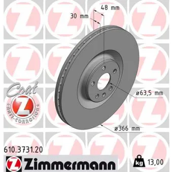 Jeu de 2 disques de frein avant ZIMMERMANN 610.3731.20