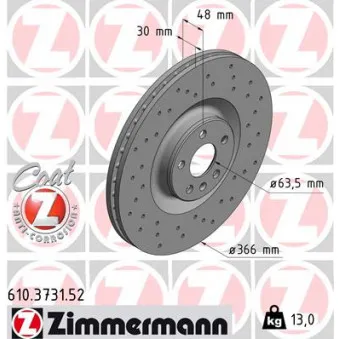 Jeu de 2 disques de frein avant ZIMMERMANN 610.3731.52