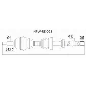 Arbre de transmission TEKNÖR NPW-RE-028