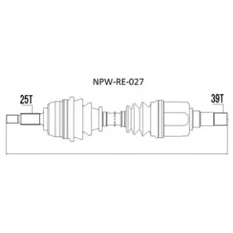 Arbre de transmission avant gauche TEKNÖR NPW-RE-027