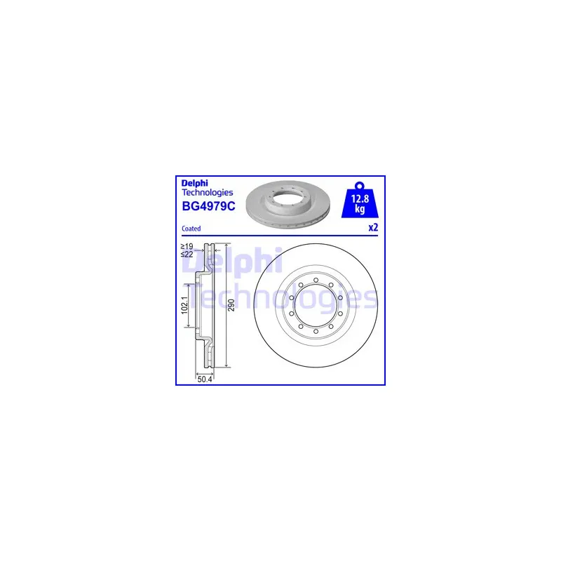 Jeu de 2 disques de frein avant DELPHI BG4979C