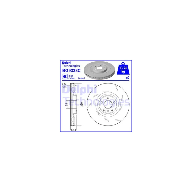 Disque de frein avant gauche DELPHI BG9333C