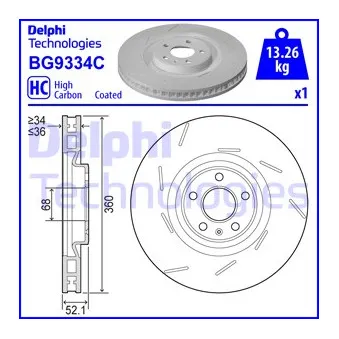 Disque de frein avant droit DELPHI BG9334C
