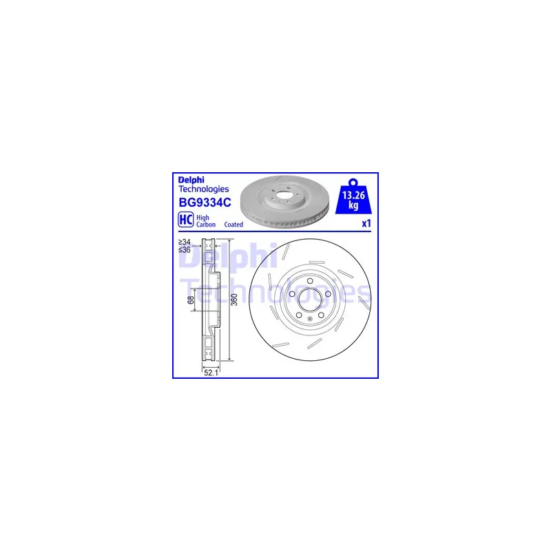 Disque de frein avant droit DELPHI BG9334C