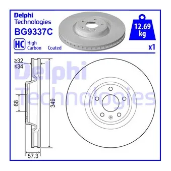 Jeu de 2 disques de frein avant DELPHI BG9337C