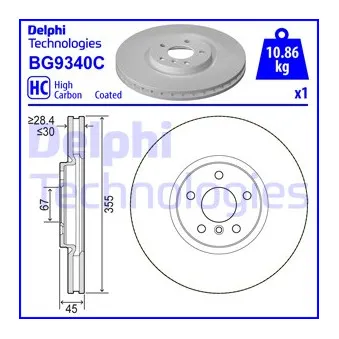 Jeu de 2 disques de frein avant DELPHI BG9340C