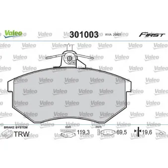 Jeu de 4 plaquettes de frein avant VALEO 301003