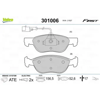 Jeu de 4 plaquettes de frein avant VALEO 301006