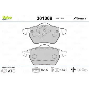 Jeu de 4 plaquettes de frein avant VALEO 301008