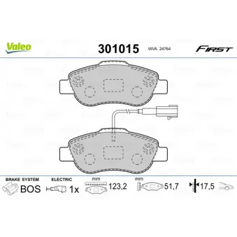 Jeu de 4 plaquettes de frein avant VALEO 301015