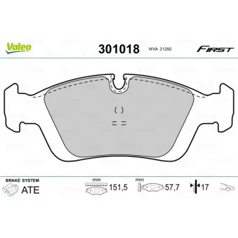 Jeu de 4 plaquettes de frein avant VALEO 301018