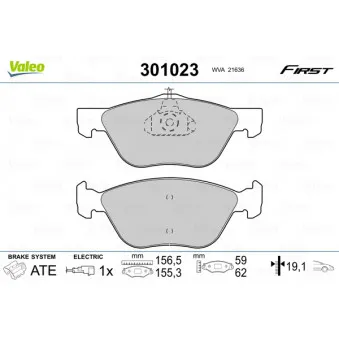 Jeu de 4 plaquettes de frein avant VALEO 301023