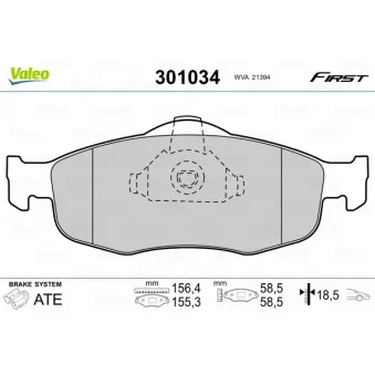 Jeu de 4 plaquettes de frein avant VALEO 301034