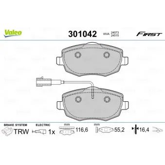 Jeu de 4 plaquettes de frein avant VALEO 301042