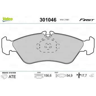 Jeu de 4 plaquettes de frein arrière VALEO 301046