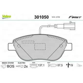Jeu de 4 plaquettes de frein avant VALEO 301050