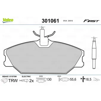 Jeu de 4 plaquettes de frein arrière VALEO 301061