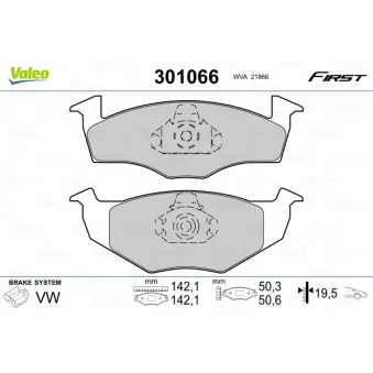 Jeu de 4 plaquettes de frein avant VALEO 301066