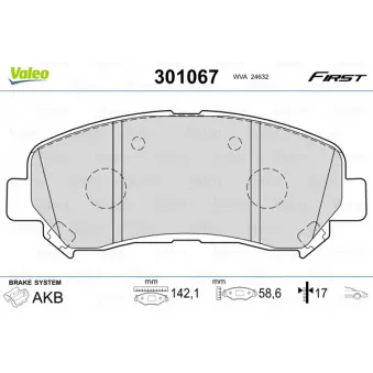 Jeu de 4 plaquettes de frein avant VALEO 301067