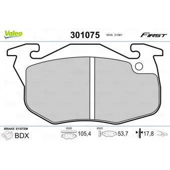 Jeu de 4 plaquettes de frein avant VALEO 301075
