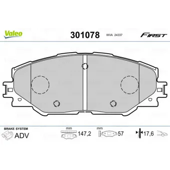 Jeu de 4 plaquettes de frein avant VALEO 301078