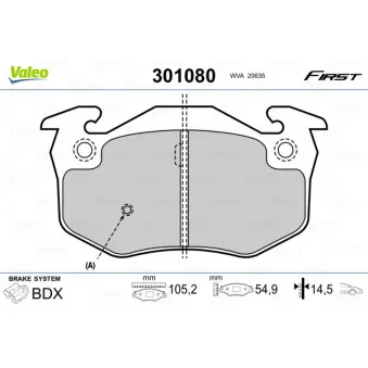 Jeu de 4 plaquettes de frein avant VALEO 301080