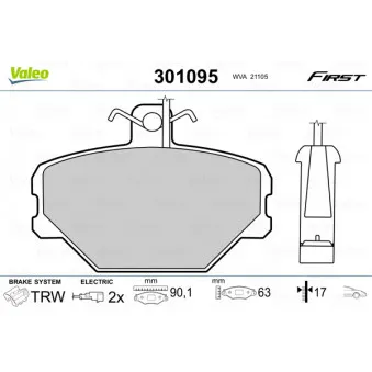 Jeu de 4 plaquettes de frein avant VALEO 301095