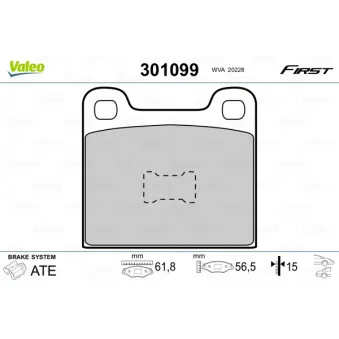 Jeu de 4 plaquettes de frein avant VALEO 301099