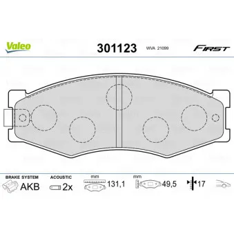 Jeu de 4 plaquettes de frein avant VALEO 301123