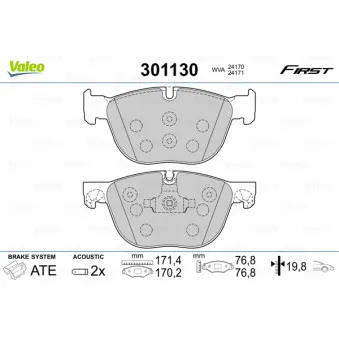 Jeu de 4 plaquettes de frein avant VALEO 301130