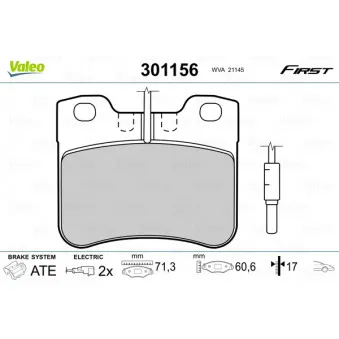 Jeu de 4 plaquettes de frein avant VALEO 301156