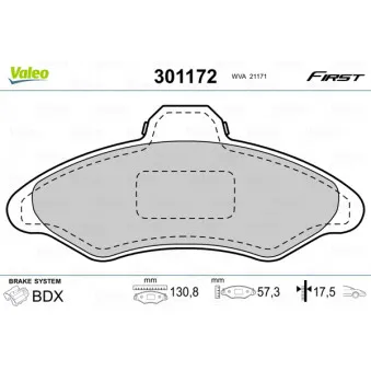 Jeu de 4 plaquettes de frein avant VALEO 301172